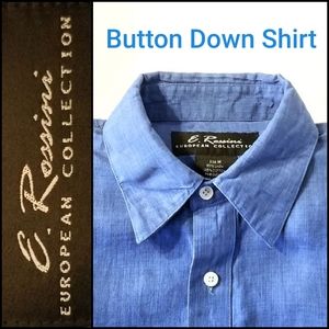 E. Rossini Button Down Shirt in Blue Size Medium